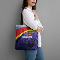 Macedonia Tote Bag with Lavender Field and Bloom Curve Design - Wonder Print Shop