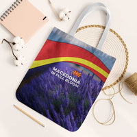 Macedonia Tote Bag with Lavender Field and Bloom Curve Design - Wonder Print Shop