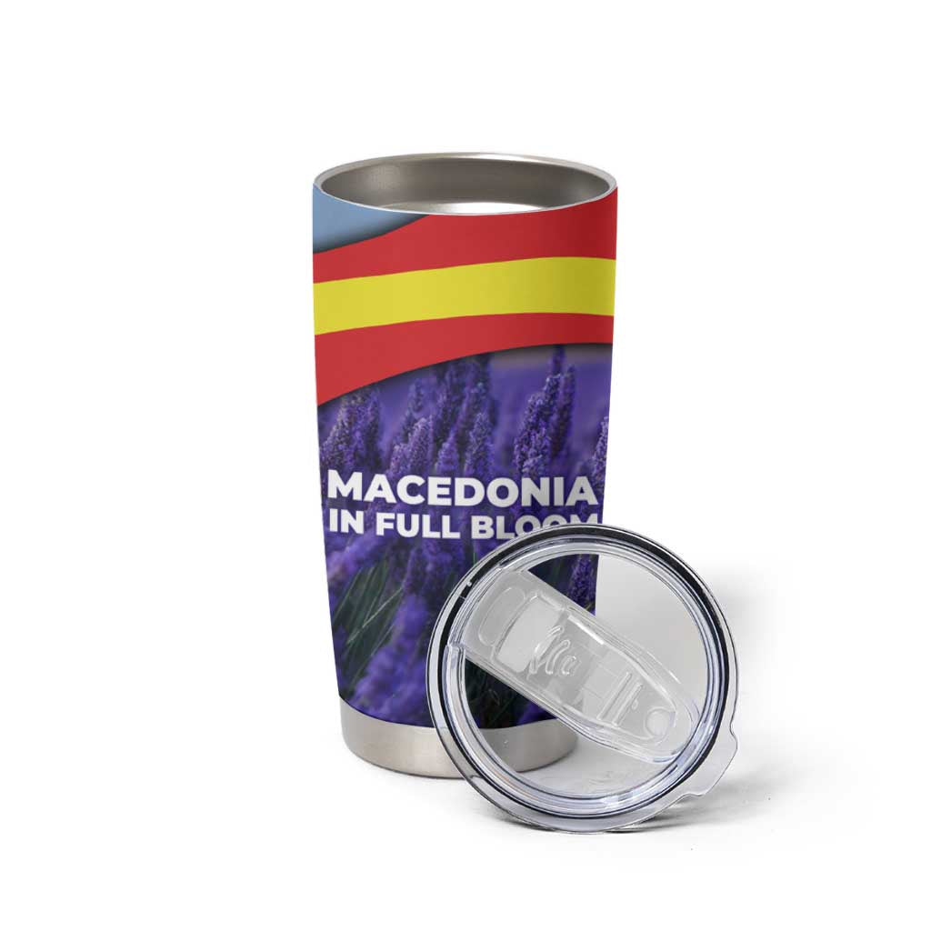 Macedonia Tumbler Cup with Lavender Field and Bloom Curve Design - Wonder Print Shop