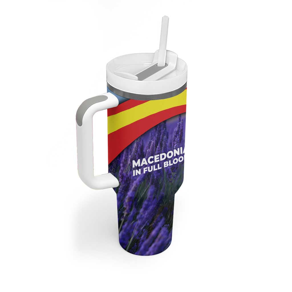 Macedonia Tumbler With Handle with Lavender Field and Bloom Curve Design - Wonder Print Shop