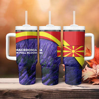 Macedonia Tumbler With Handle with Lavender Field and Bloom Curve Design - Wonder Print Shop