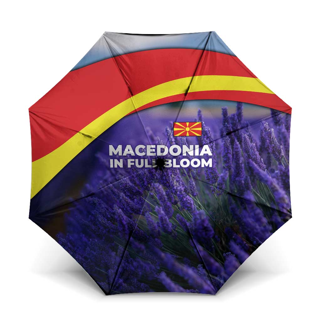 Macedonia Umbrella with Lavender Field and Bloom Curve Design - Wonder Print Shop