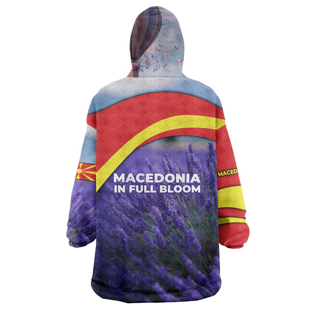 Macedonia Wearable Blanket Hoodie with Lavender Field and Bloom Curve Design - Wonder Print Shop