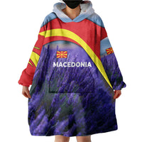 Macedonia Wearable Blanket Hoodie with Lavender Field and Bloom Curve Design - Wonder Print Shop