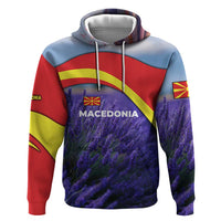 Macedonia Zip Hoodie with Lavender Field and Bloom Curve Design - Wonder Print Shop