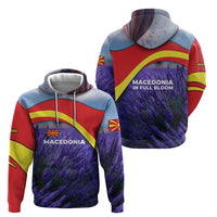 Macedonia Zip Hoodie with Lavender Field and Bloom Curve Design - Wonder Print Shop