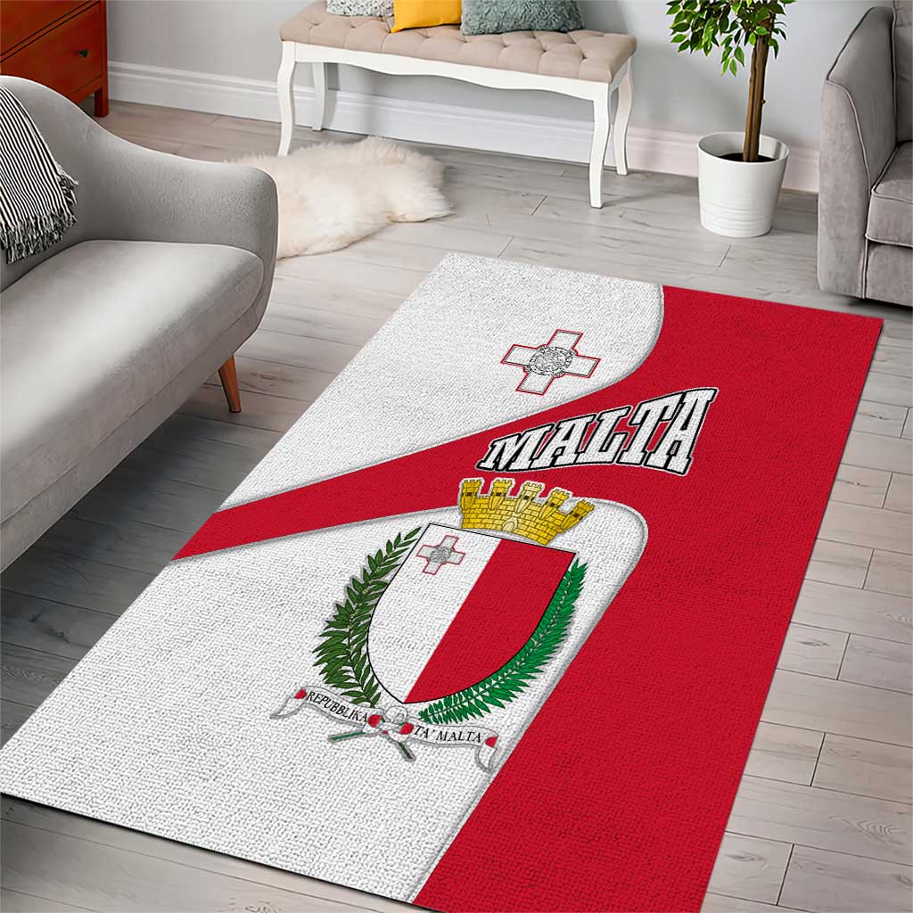 Malta Area Rug with Coat of Arms and Island Map Design - Wonder Print Shop