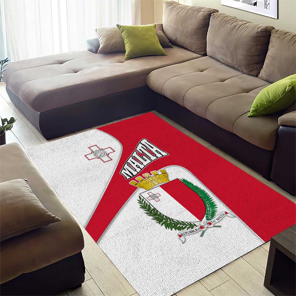 Malta Area Rug with Coat of Arms and Island Map Design - Wonder Print Shop