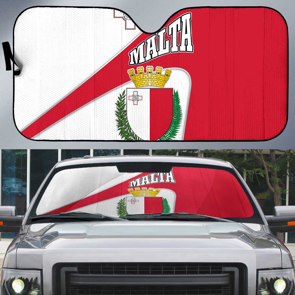 Malta Auto Sun Shade with Coat of Arms and Island Map Design - Wonder Print Shop