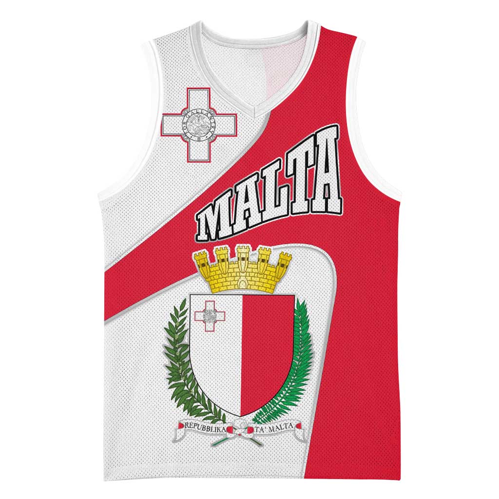 Malta Basketball Jersey with Coat of Arms and Island Map Design - Wonder Print Shop