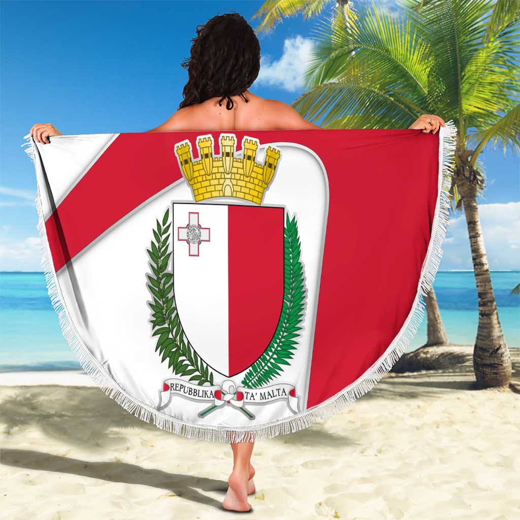 Malta Beach Blanket with Coat of Arms and Island Map Design - Wonder Print Shop