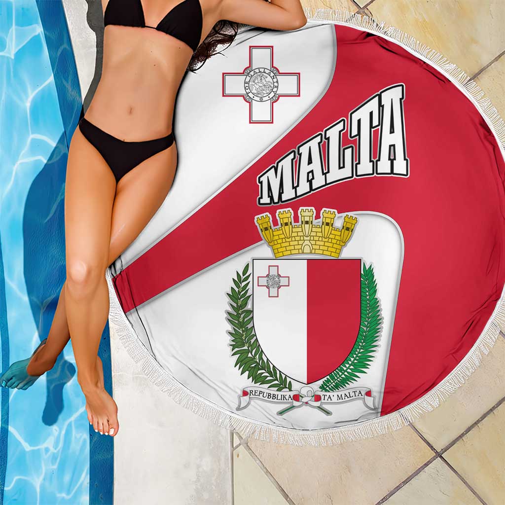 Malta Beach Blanket with Coat of Arms and Island Map Design - Wonder Print Shop