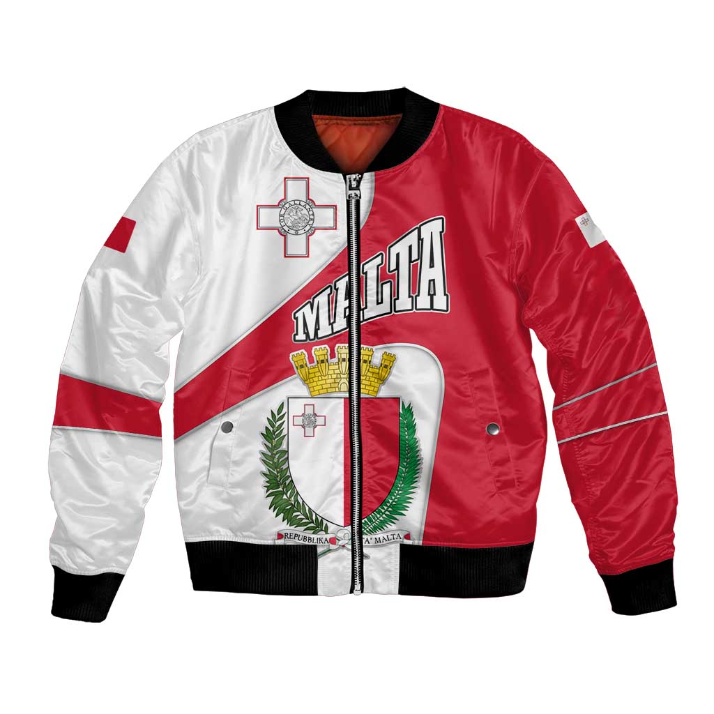 Malta Bomber Jacket with Coat of Arms and Island Map Design - Wonder Print Shop
