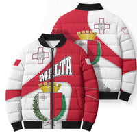Malta Bomber Puffer Jacket with Coat of Arms and Island Map Design - Wonder Print Shop
