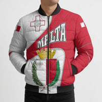 Malta Bomber Puffer Jacket with Coat of Arms and Island Map Design - Wonder Print Shop