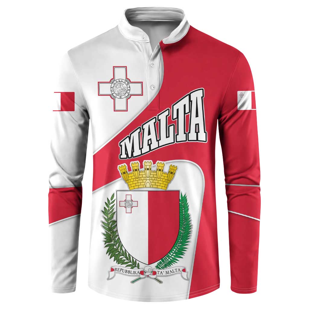 Malta Button Sweatshirt with Coat of Arms and Island Map Design - Wonder Print Shop