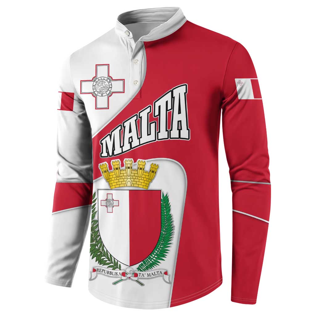 Malta Button Sweatshirt with Coat of Arms and Island Map Design - Wonder Print Shop