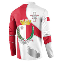 Malta Button Sweatshirt with Coat of Arms and Island Map Design - Wonder Print Shop