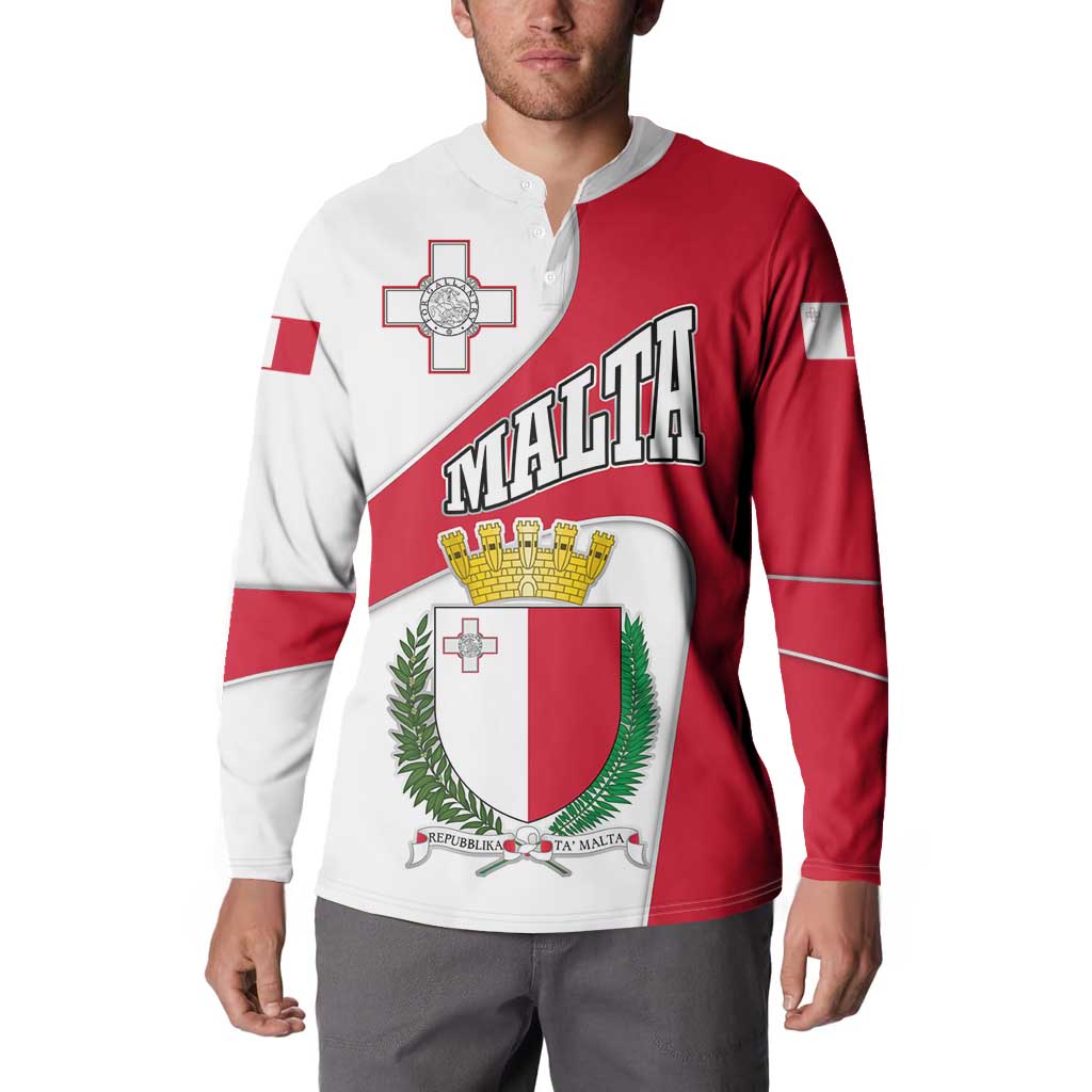Malta Button Sweatshirt with Coat of Arms and Island Map Design - Wonder Print Shop