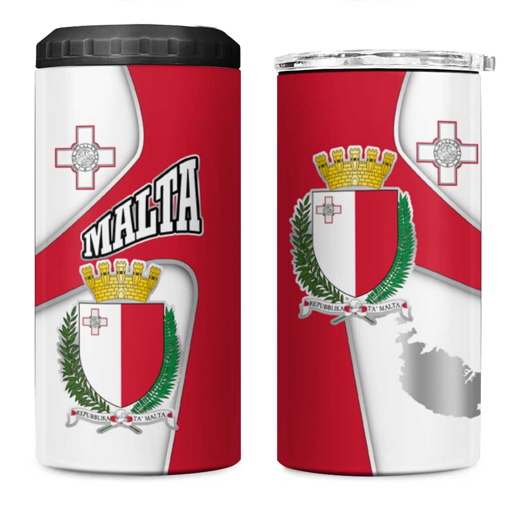 Malta 4 in 1 Can Cooler Tumbler with Coat of Arms and Island Map Design - Wonder Print Shop