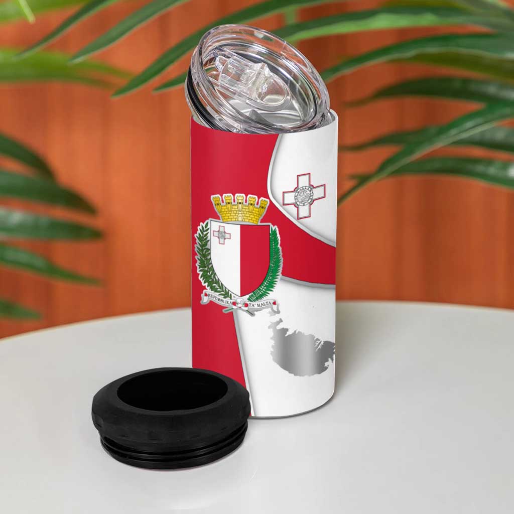 Malta 4 in 1 Can Cooler Tumbler with Coat of Arms and Island Map Design - Wonder Print Shop
