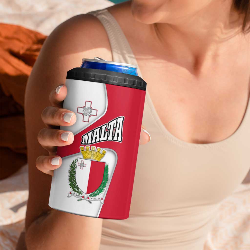 Malta 4 in 1 Can Cooler Tumbler with Coat of Arms and Island Map Design - Wonder Print Shop