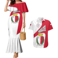 Malta Couples Matching Mermaid Dress and Hawaiian Shirt with Coat of Arms and Island Map Design - Wonder Print Shop