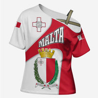 Malta Cross Shoulder Shirt with Coat of Arms and Island Map Design - Wonder Print Shop