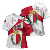 Malta Cross Shoulder Shirt with Coat of Arms and Island Map Design - Wonder Print Shop