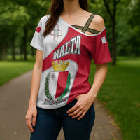 Malta Cross Shoulder Shirt with Coat of Arms and Island Map Design - Wonder Print Shop