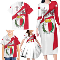 Malta Family Matching Long Sleeve Bodycon Dress and Hawaiian Shirt with Coat of Arms and Island Map Design - Wonder Print Shop