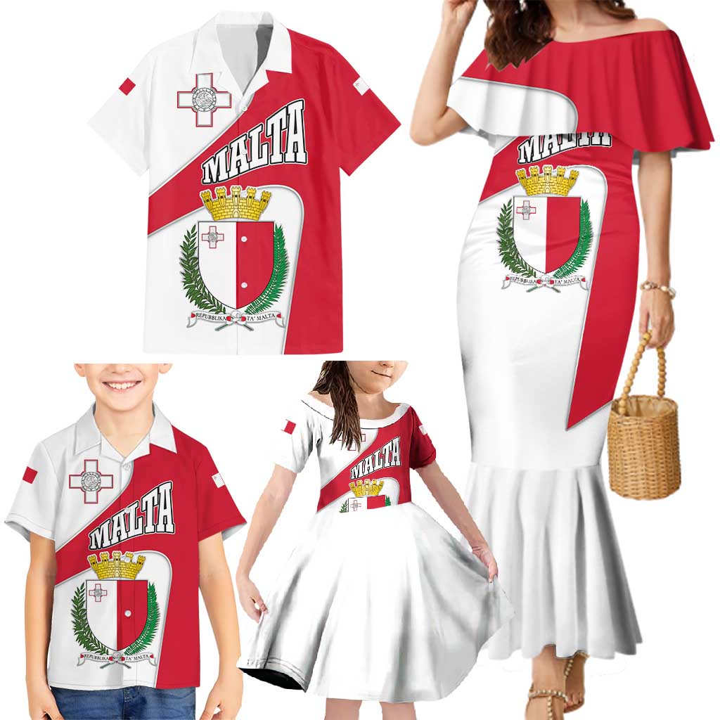 Malta Family Matching Mermaid Dress and Hawaiian Shirt with Coat of Arms and Island Map Design - Wonder Print Shop