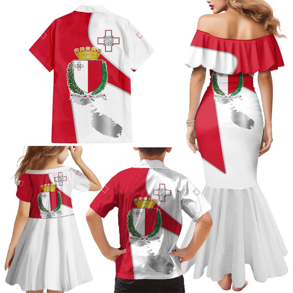Malta Family Matching Mermaid Dress and Hawaiian Shirt with Coat of Arms and Island Map Design - Wonder Print Shop