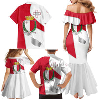 Malta Family Matching Mermaid Dress and Hawaiian Shirt with Coat of Arms and Island Map Design - Wonder Print Shop