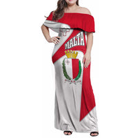 Malta Family Matching Off Shoulder Maxi Dress and Hawaiian Shirt with Coat of Arms and Island Map Design - Wonder Print Shop