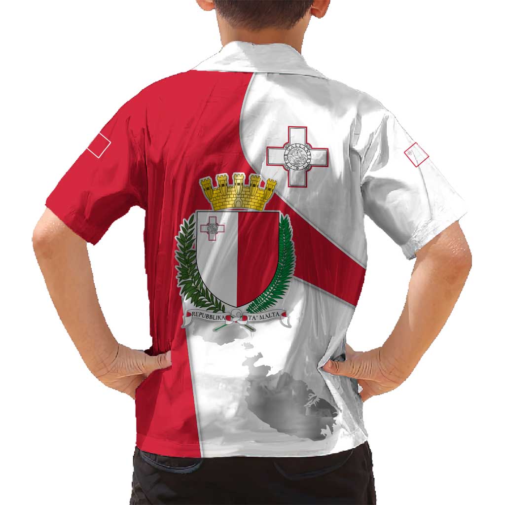 Malta Family Matching Off Shoulder Short Dress and Hawaiian Shirt with Coat of Arms and Island Map Design - Wonder Print Shop