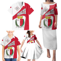 Malta Family Matching Puletasi and Hawaiian Shirt with Coat of Arms and Island Map Design - Wonder Print Shop
