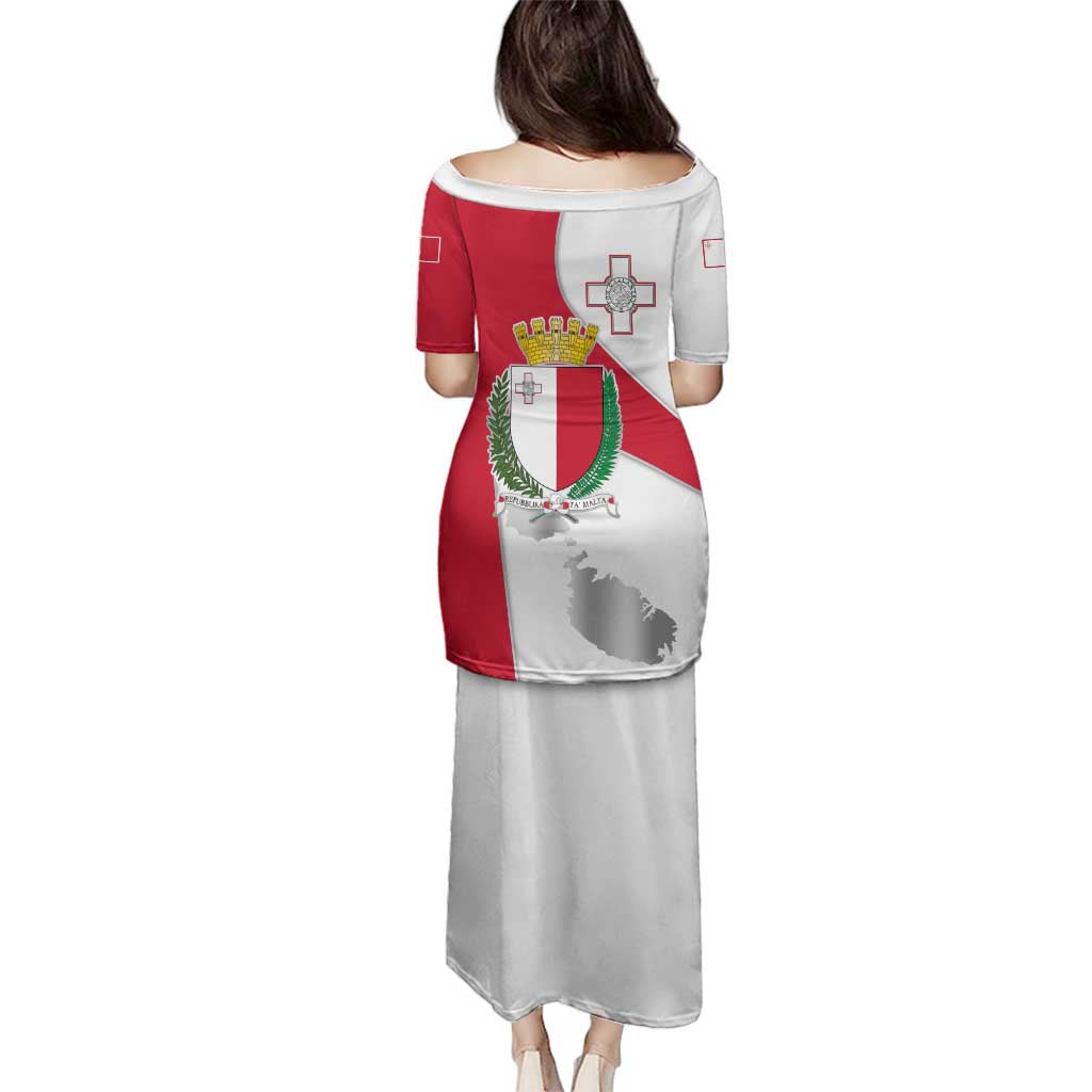 Malta Family Matching Puletasi and Hawaiian Shirt with Coat of Arms and Island Map Design - Wonder Print Shop