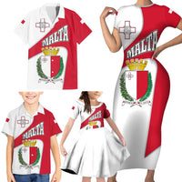 Malta Family Matching Short Sleeve Bodycon Dress and Hawaiian Shirt with Coat of Arms and Island Map Design - Wonder Print Shop
