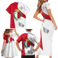 Malta Family Matching Short Sleeve Bodycon Dress and Hawaiian Shirt with Coat of Arms and Island Map Design - Wonder Print Shop