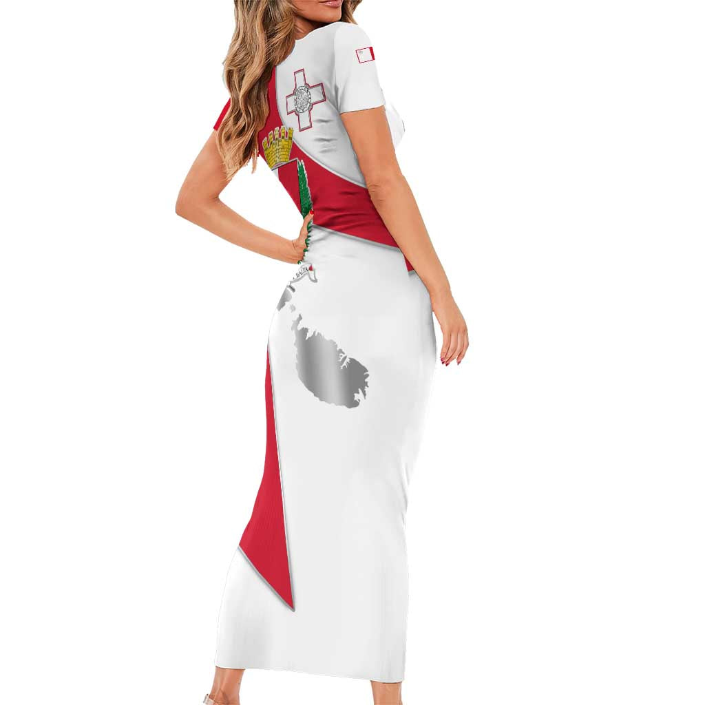 Malta Family Matching Short Sleeve Bodycon Dress and Hawaiian Shirt with Coat of Arms and Island Map Design - Wonder Print Shop