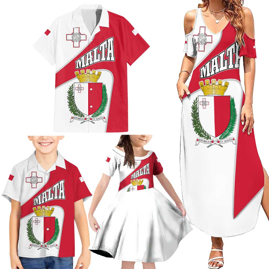 Malta Family Matching Summer Maxi Dress and Hawaiian Shirt with Coat of Arms and Island Map Design - Wonder Print Shop