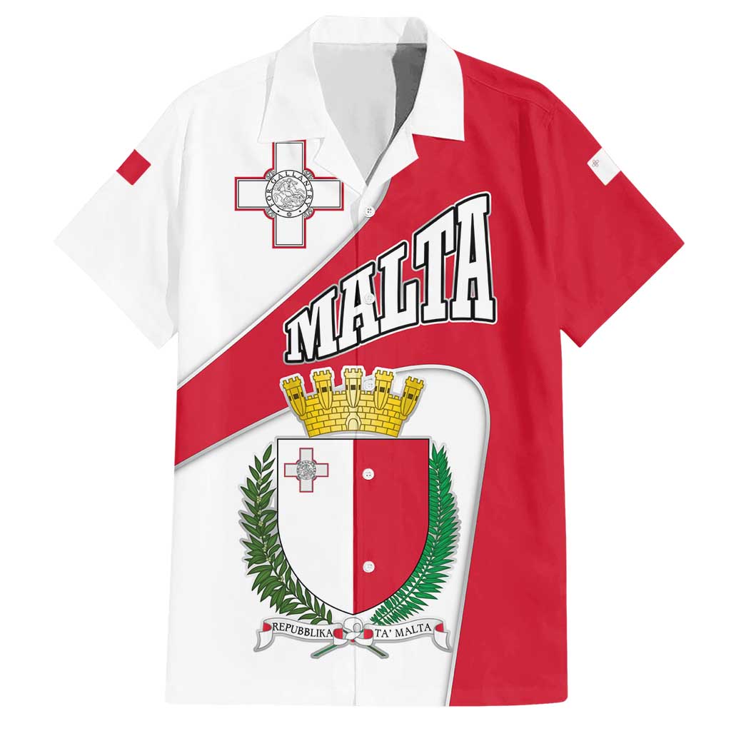 Malta Hawaiian Shirt with Coat of Arms and Island Map Design - Wonder Print Shop
