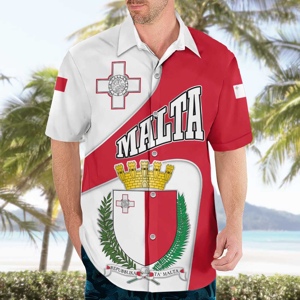 Malta Hawaiian Shirt with Coat of Arms and Island Map Design - Wonder Print Shop