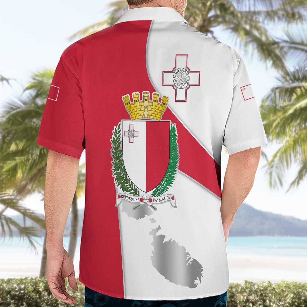 Malta Hawaiian Shirt with Coat of Arms and Island Map Design - Wonder Print Shop