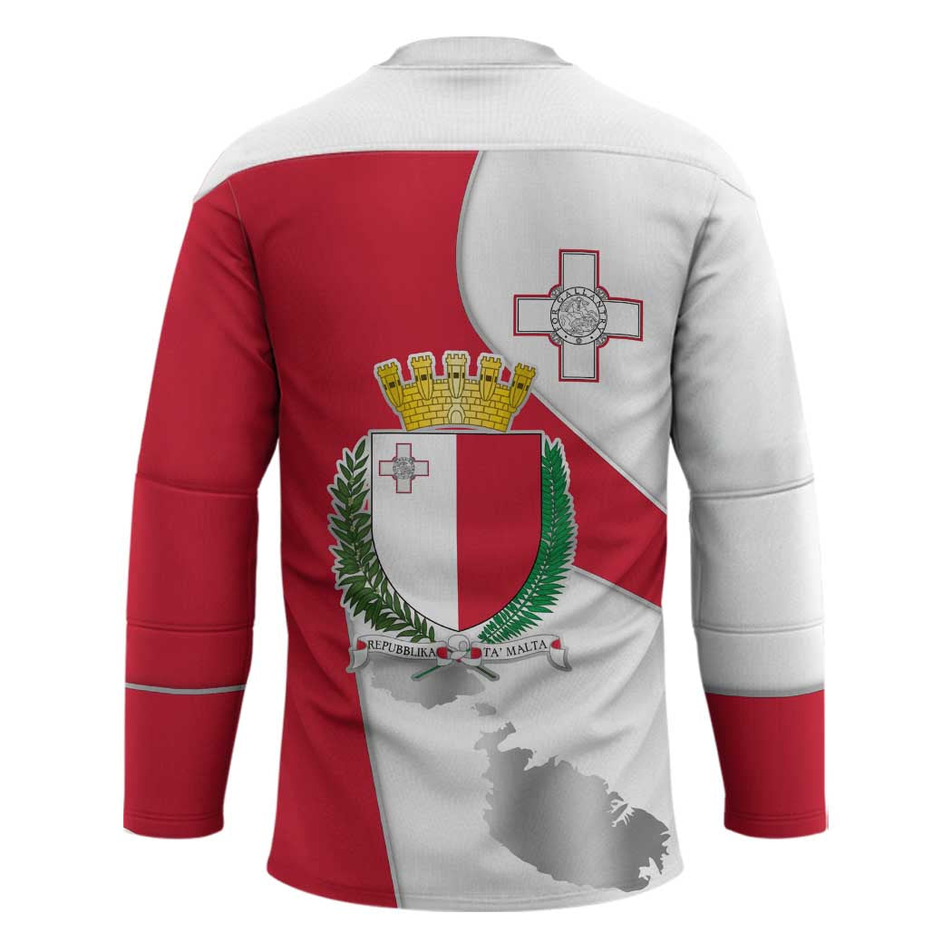 Malta Hockey Jersey with Coat of Arms and Island Map Design - Wonder Print Shop