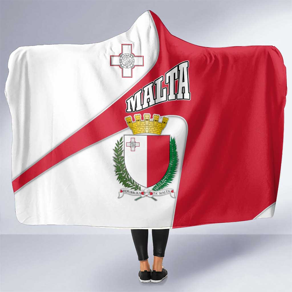 Malta Hooded Blanket with Coat of Arms and Island Map Design - Wonder Print Shop