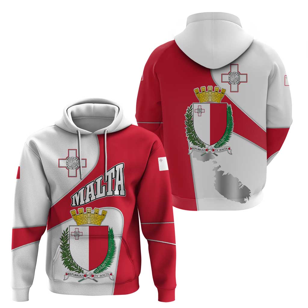 Malta Hoodie with Coat of Arms and Island Map Design - Wonder Print Shop