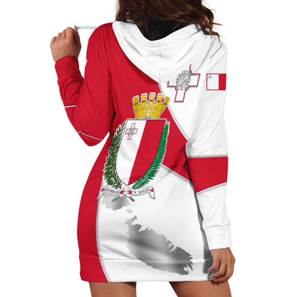 Malta Hoodie Dress with Coat of Arms and Island Map Design - Wonder Print Shop
