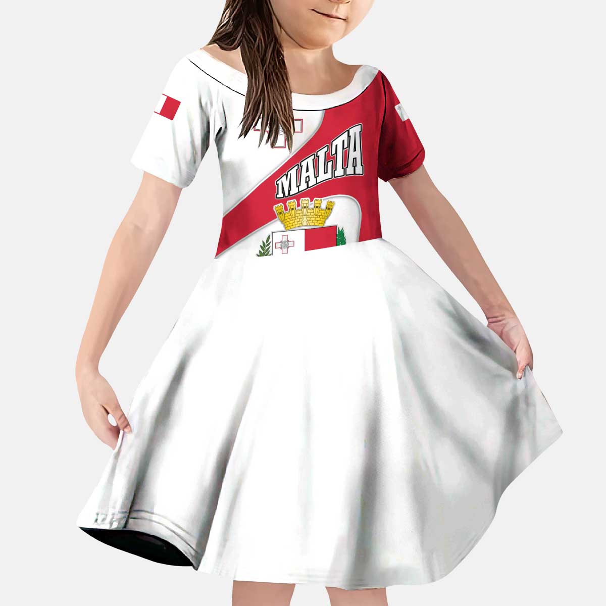 Malta Kid Short Sleeve Dress with Coat of Arms and Island Map Design - Wonder Print Shop